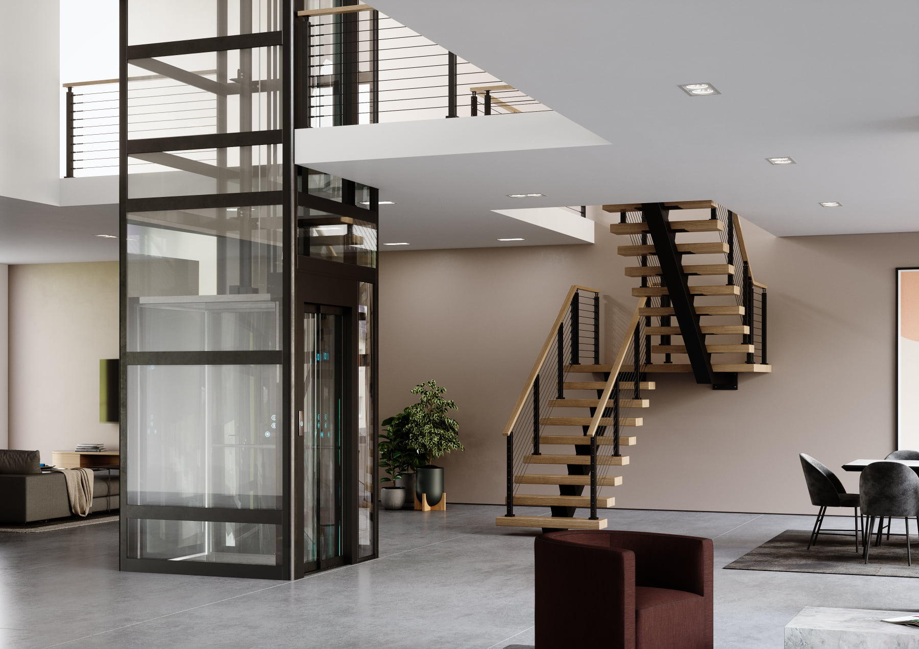 Space-Saving Home Elevator for Villas