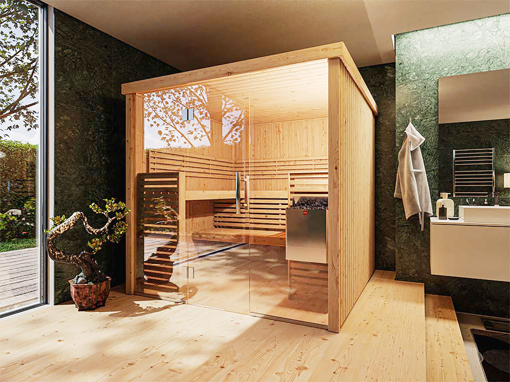 Modern Cedar Saunas with Smart Features and Rapid Carbon Heating
