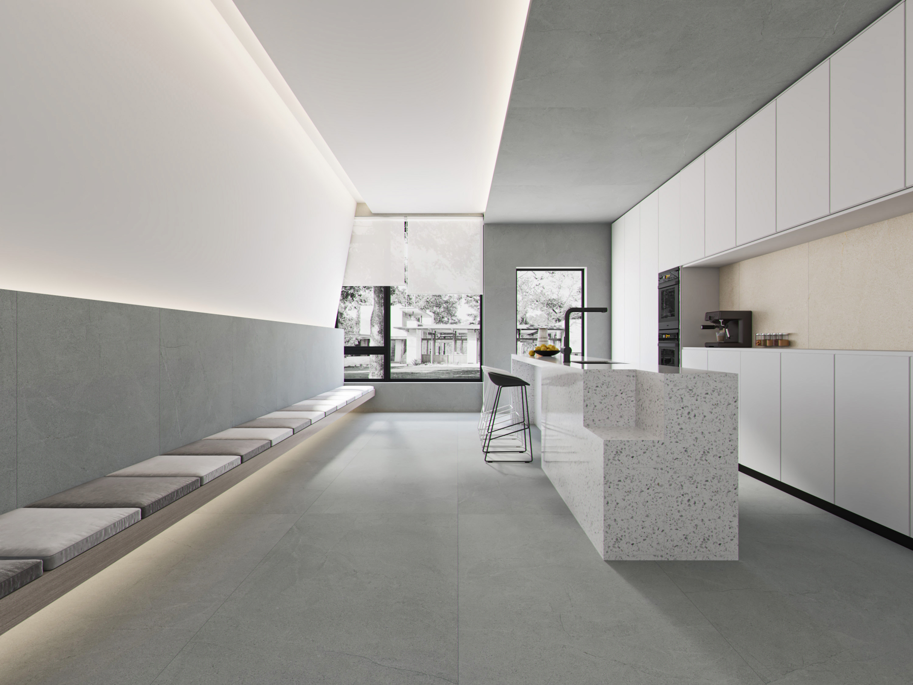 Non-Slip Sandstone-Look Porcelain Tiles